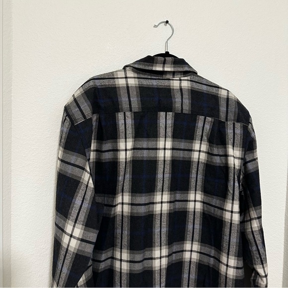 Carhartt Hubbard Flannel Shirt Long Sleeve Black White Blue Plaid Size L Men’s - Picture 9 of 12